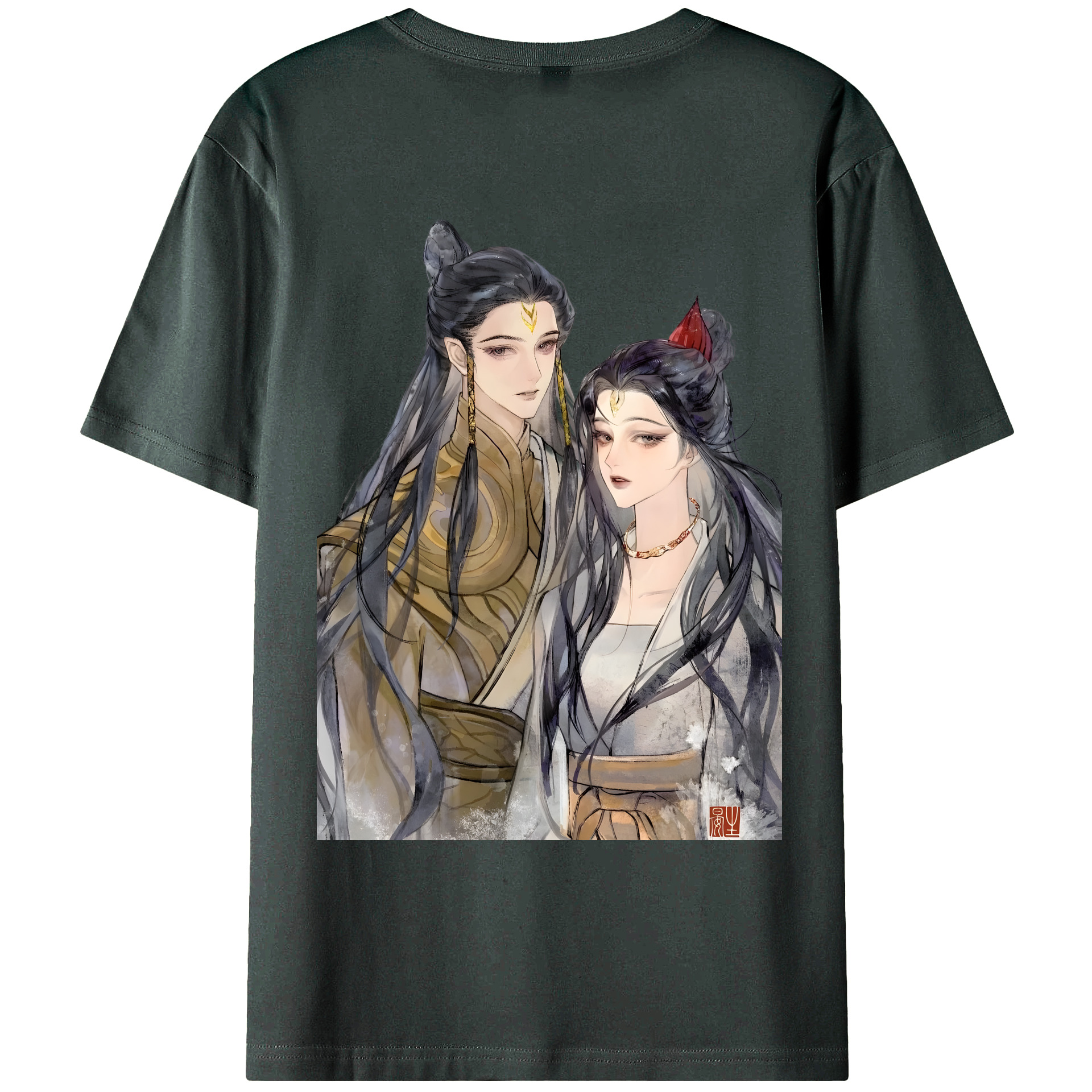 （画像用） Ne Zha 2 ナタ 魔童の大暴れ 綿100％ メンズ半袖Tシャツ（バックプリント） 通気性